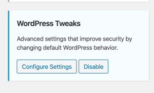 Visual of WordPress tweaks and the configure settings button